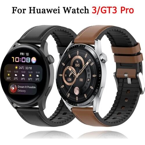 Genuine Leather Band For Huawei Watch 3 Pro GT 2 2e Silicone Strap For Honor ES Magic 2 Mens Replacement Sport Bracelet 20/22MM