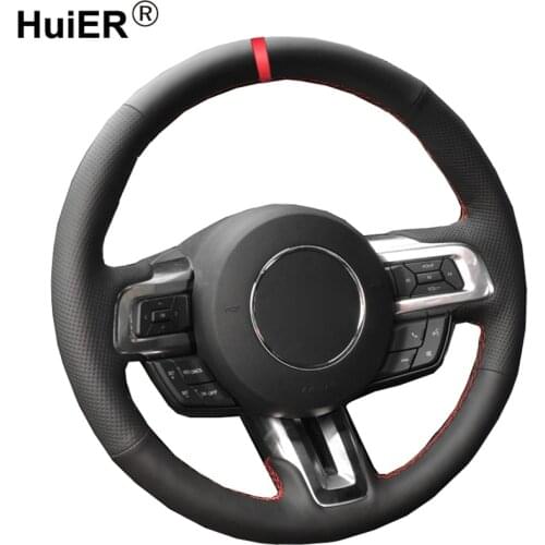 Hand Sewing Car Steering Wheel Cover Volant Funda Volante For Ford Mustang 2015 2016 2017 2018-2020 Mustang GT GT350R 2015-2020