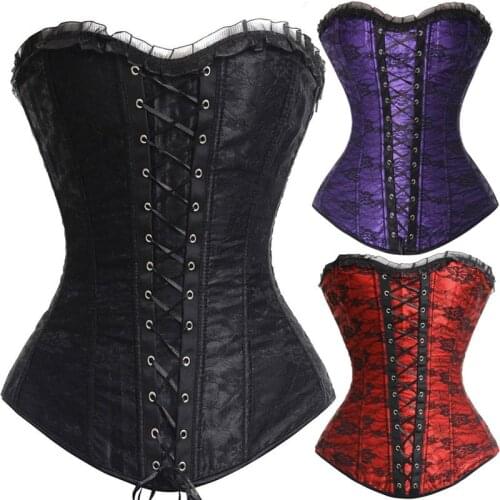 Sexy Boned Womans Corsets Bustiers Lingerie Overbust Lace Up Corsets Halloween Christmas Paty Dress Cincher S-2XL