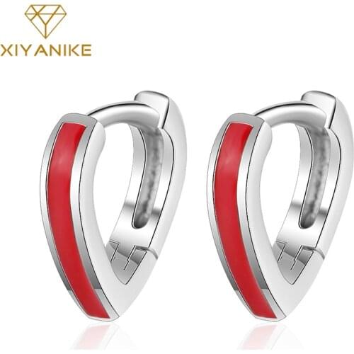 XIYANIKE 925 Sterling Silver New Fashion Korean Style Cute Hollow Heart Earrings Trendy Ear Hoops Jewelry For Women Gift