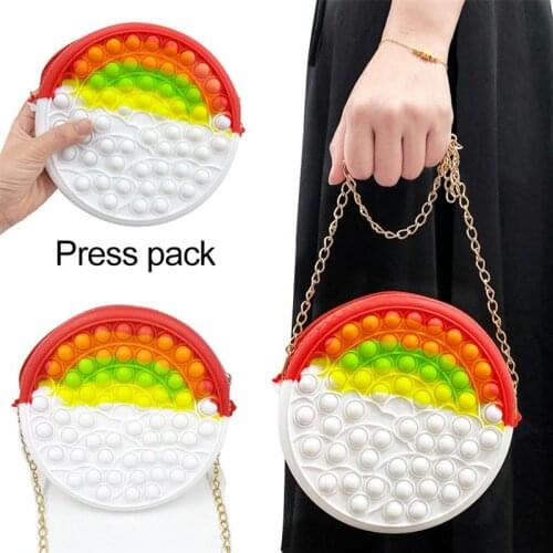 Bag Fidget Toys Reliver Stress Toy Rainbow Push Bubble Simple Dimmer Antistress Toy Children Sensory Game Toy Backpack