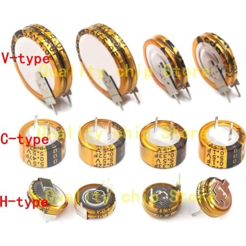 1PCS V C H type 5.5V Super capacitor 0.047F 0.1F 0.22F 0.33F 0.47F 1.0F 1.5F 4.0F 5.0F 1F 4F 5F Button Farad capacitor
