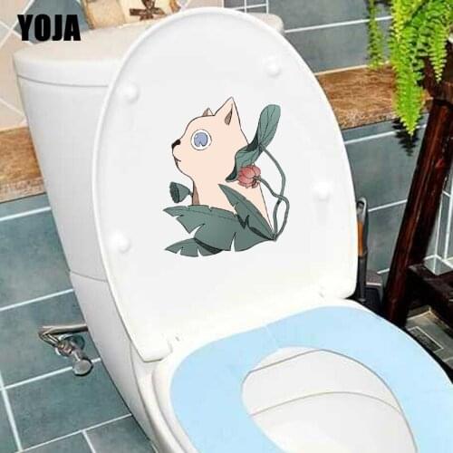 YOJA 17.6*21.6CM Cartoon Cat Toilet Decal Wall Sticker BedRoom Home Animal Decoration Pattern T3-0409