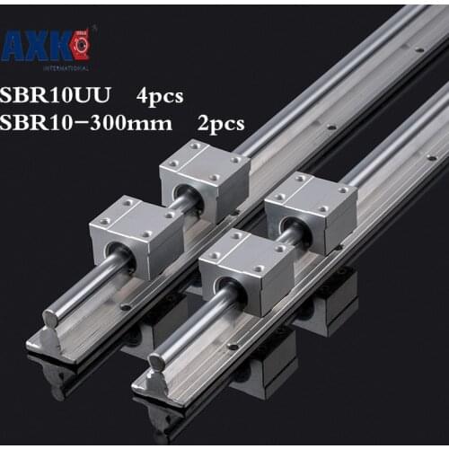 Cnc Router Parts Axk 2pcs Sbr10 L 300mm Linear Rail Support With 4pcs Sbr10uu Guide Auminum Bearing Sliding Block Cnc Parts