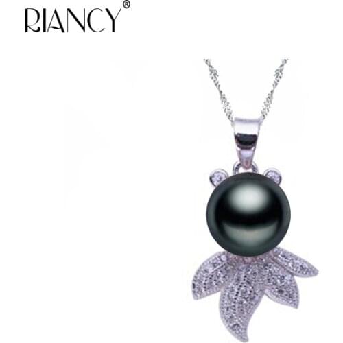 Fashion natural Freshwater black pearl pendant for women fish shape pearl pandents necklace chain
