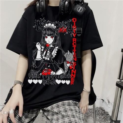 Vintage style T-shirts Streetwear Women T-shirt Summer New Ins Harajuku plus size loose Print Top Tee Punk Womens T-shirt
