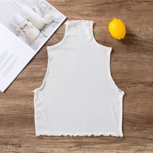 Women Autumn Ruffles Turtleneck Mesh Fake Collar Semi Sheer Vest Style Half Tops 2XPC