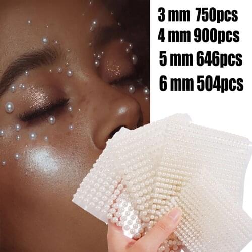 1 Sheet White Pearl Eyes Face Temporary Tattoo Gems Dots DIY Body Art Accessories Festival Face Nail Decor 3D Nail Rhinestones