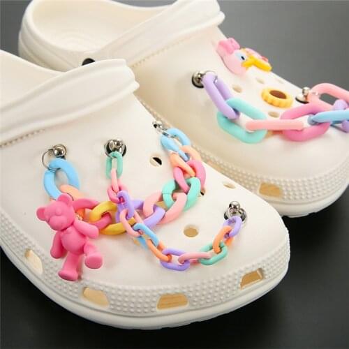1PCS Cute Shoe Charms Decorations Accessories Kawaii Bear Shoe Chain For Women Girls Shoe Buckle Gifts