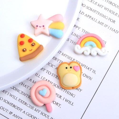 10Pc Kawaii Creative Rainbow Bread Lollipop Flat back Resin Cabochon Fit Phone Decoration Scrapbooking DIY Hair Bows Accessories
