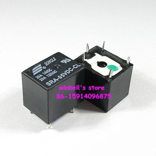 10pcs/lot,Brand new 5V relay SRA-05VDC-CL 5pins 20A 14VDC/125VAC