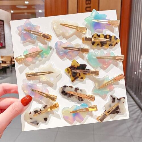 2021New Women Acetate Leopard Print Colorful Hair Clips Girls Sweet Hairpins Bangs Clip Makeup Headband Fashion Hair Accessories