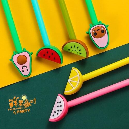 36pcs Kawaii Pens Cute Fruit Avocado Gel Pens for Girls Korean Stationery Pens for School Cute Accessories Supplies 0.5mm