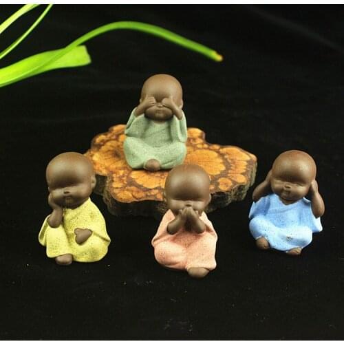 4Pcs Purple Clay The Little Monk For Home Decoration Tea Pet