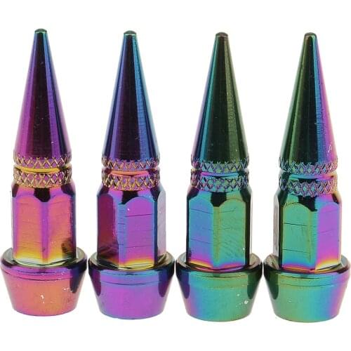 4x Universal Spiked Tire Valve Stems Cap for Car Motorbike Repair Multicolor