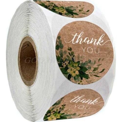 500pcs Natural Kraft Thank You Stickers Round Seal Labels for Shop Handmade Sticker Stationery Decoration Drop Shipping