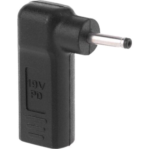 90 Degree Type-C Female to 3.0x1.1mm DC Male Plug Adapter Converter for Laptop U1JA