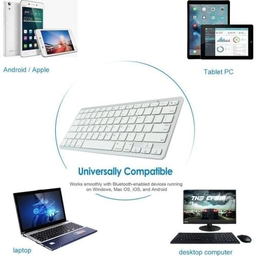 Bluetooth Wireless Slim Keyboard For Tablet English Russian Arabic Spanish French German Mini Portable Multi-language PC Keypad