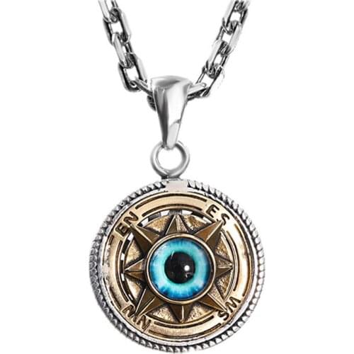 BOCAI 2021 Real s925 Silver Jewelry Personalized Round Brand Eyeball Pendant Turned Fashion Trend for Man and Woman Pendant