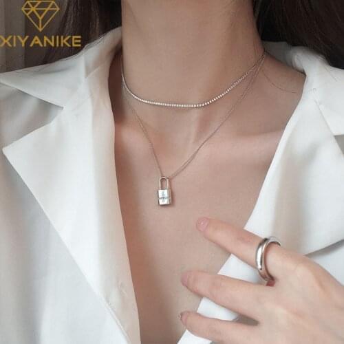 XIYANIKE 925 Sterling Silver Korean Retro Lock Letter Pendant Necklace Female Hot Sexy Clavicle Chain Simple Jewelry Oжерелье