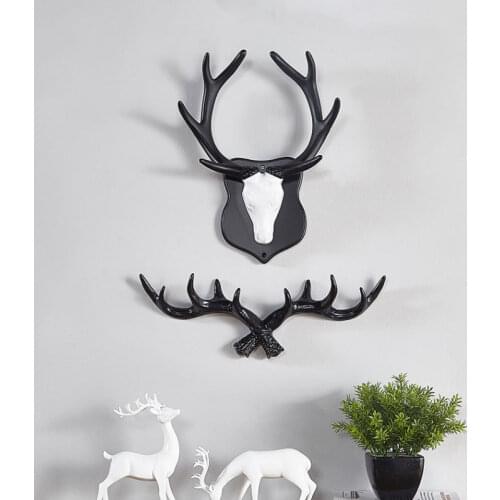 Nordic Style Deer Head Decoration Statue Sculpture 3D Wall Decoration Animal Figurine Miniature for Living Room Decorative Art