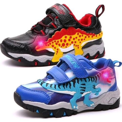 Dinosoles Leather Sports Baby Boys Sneakers Light Up Autumn Tennis Children Shoes Anti-Slippery Toddler Kids Trainers Footwear