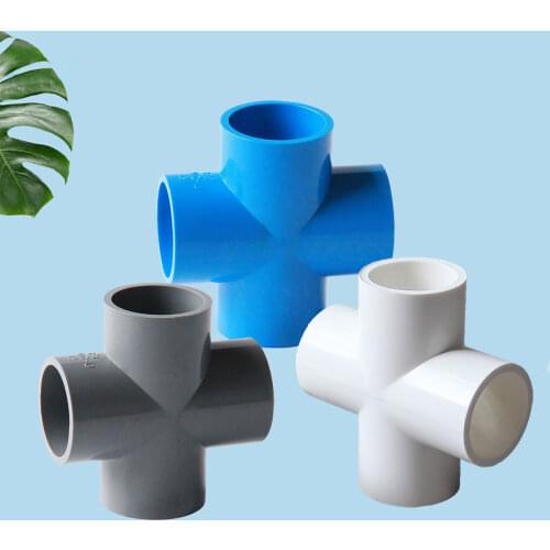 1pcs PVC Cross 20,25,32,40,50,63,75,90,110mm Metric Solvent Weld Pressure Pipe Fitting Connector Aquarium Pond Pool Garden DIY