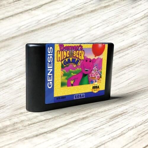 Barneys Hide & Seek Game - USA Label Flashkit MD Electroless Gold PCB Card for Sega Genesis Megadrive Video Game Console