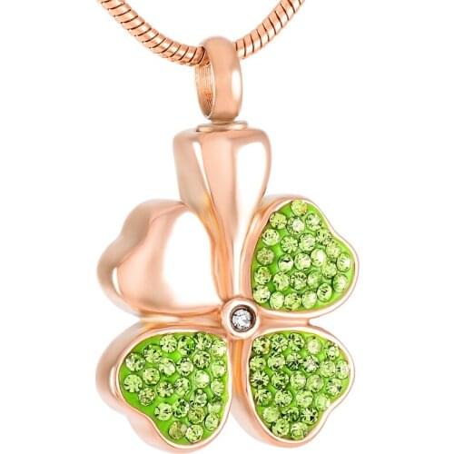 IJD8533 Stainless Steel Four Leaves Clover Cremation Pendant Urn Memorial Necklace Ashes Holder Urns Funeral Keepsake Jewelry