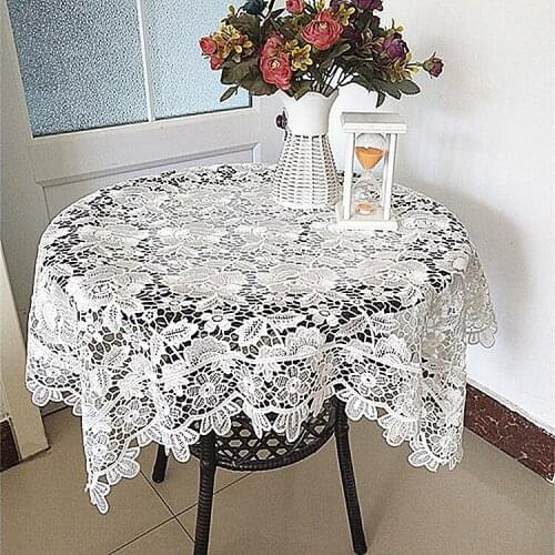 Exquisite Pastoral Openwork Rose Pattern Water Soluble Lace Tablecloth Computer TV Microwave Dustproof Cloth Coffee Table Tapete