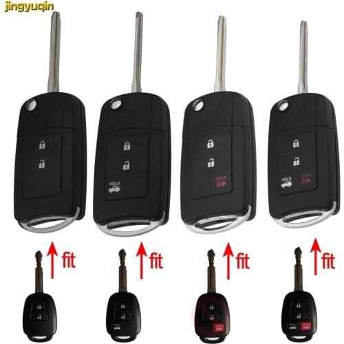 Jingyuqin Flip Auto Car Key Shell Fob for Toyota Prius RAV4 Camry 2/3/4 Buttons Remote Control Folding Modified Key Replacement