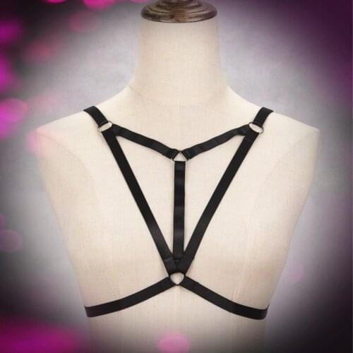 JLX.HARNESS Fetish Wear Cage Bra Body Harness Bra Open Chest Cage Bra Cupless Bra Women Crop Top Bodysuit Bondage O0420