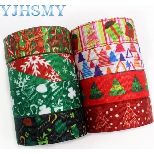 YJHD 0007 22mm 10 yards Christmas printed grosgrain ribbon packaging design, DIY accessories handmade materials