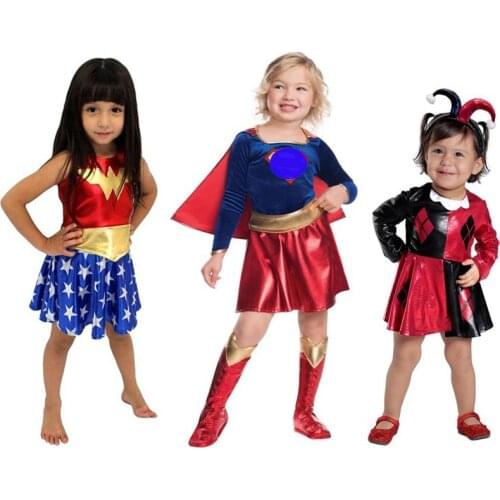 SuperHero Girls Costume for Kids TuTu Dress Halloween Costume (3-9Years) Wonder Girls Party Dress