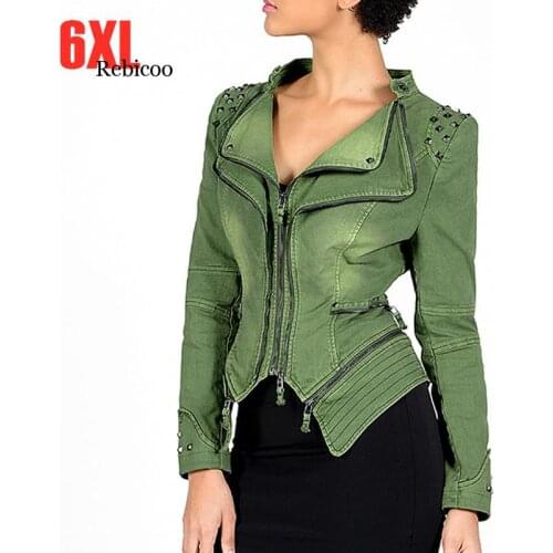 Spring Autumn Women Plus Large Size 5XL 6XL Outwear Jean Jacket Woman Slim Short Motor Bike Denim Coat Casual Jeans Jackets