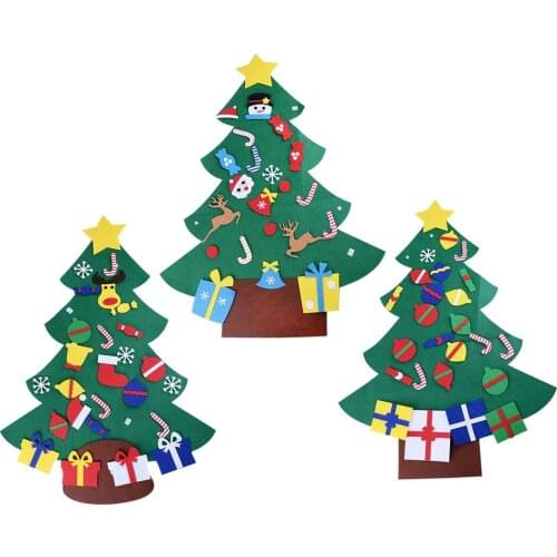 Cute 1Pc Kids DIY Felt Christmas Tree Funny Gifts For 2019 New Year Xmas Decoration Door Wall Stickers Home Accessories
