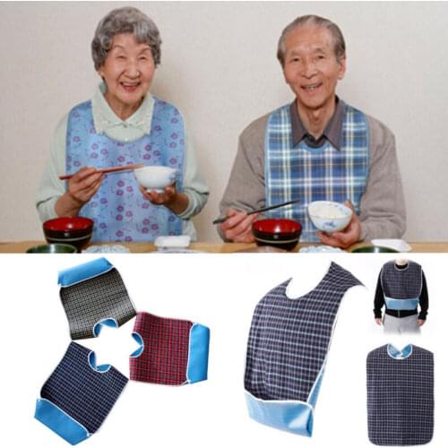 Fashion Brand New Adult Waterproof Adult Lattice net Mealtime Bib Cloth Protector Disability Aid Apron