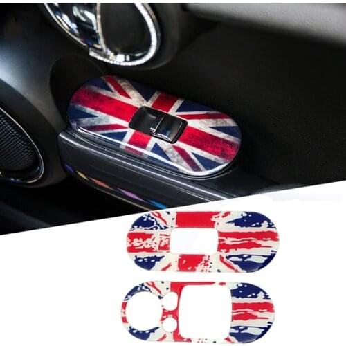 2Pcs Car Side Door Window Lifter Switch Control Panel Covers Stickers Decal For Mini Cooper JCW F56 Car Styling Accessories