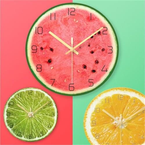 Fresh Fruit Wall Watches Home Decor Hanging Lemon Kitchen Clocks Reloj de Pared Beverage Shop Decoration Special Gift Summer