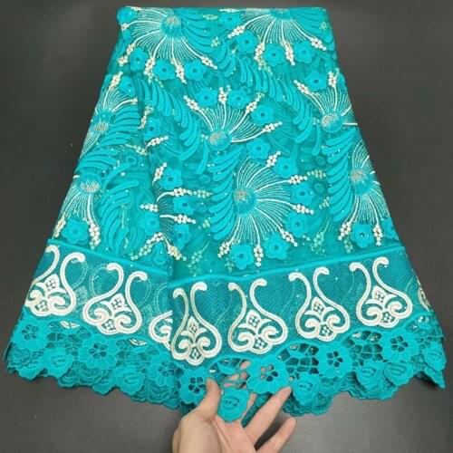 Latest High Quality African Nigerian Tulle French Lace Fabric Embroidery Voile Cord Wedding Party Dress 5yards