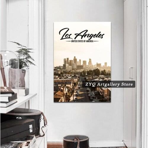 Los Angeles Canvas Decoration Prints Poster Pictures Home Decor Living Room Bedroom Art Painting Building Landscape