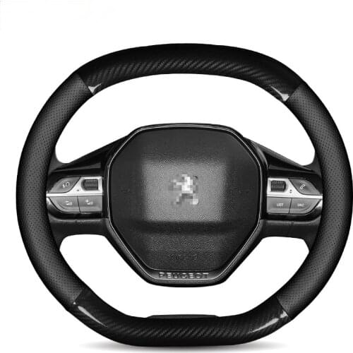 Peugeot Carbon Fiber Cow Leather Car Steering Wheel Cover For Peugeot 308 207 208 206 3008 508 307 408 107 2008 4008 5008 508L