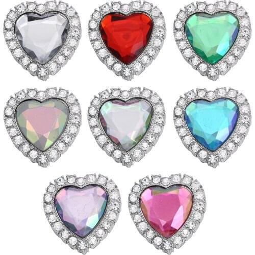 5pcs/lot New Snap Jewelry 18mm Snap Buttons Women Crystal Rhinestone Heart Love Snaps for Snap Button Bracelet Bangle