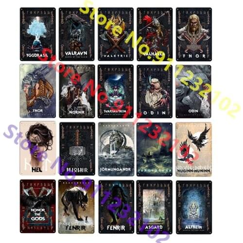 Norse Mythology Tin Signs Classic Iron Painting Shabby Chic Plate Wall Art Poster Home Bar Pub Room Wall Signs