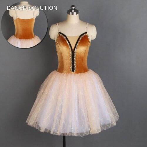 Stretch velvet bodice ballet dance costume ivory romantic tutu for girls and women ballerina dance costumes leotard dress 20159