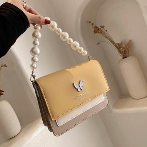 Crossbody Bag Female Handbag Purse Women Bag Shoulder Bag All-match Fashion Backpack Beaded Contrast Color 2021 New PU Leather