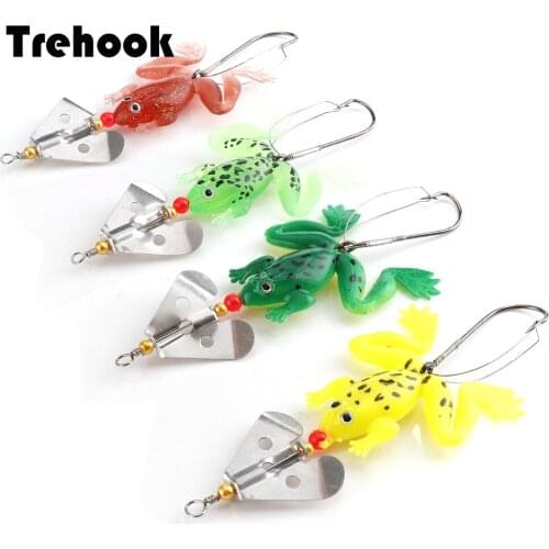 TREHOOK 4PCS/Lot Artificial Frog Silicone Bait Soft Fishing Lure Set Wobblers Pike Fishing Soft Lures With Barbed Hooks Weedless