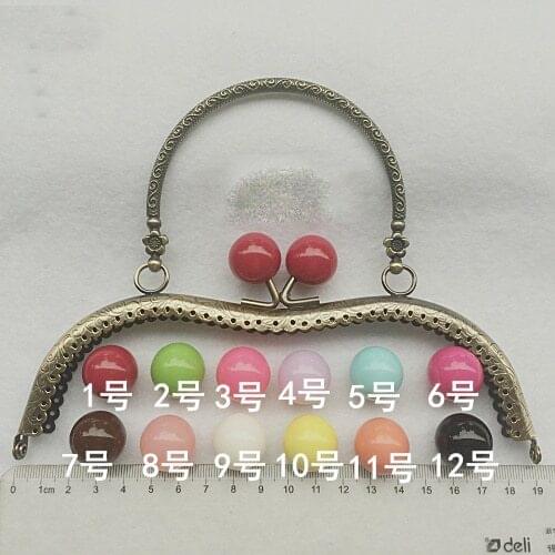 Vintage metal purse frame with colorful ball buckle carved pattern handle women female bag clasp hardware accessories 10pcs/lot
