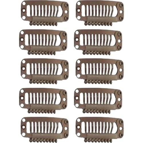 2*10Pcs Hair Extension Snap Clips Wig Grips Medium Remy Clip In 32mm Brown Hair Extension Clips Clip in Hair Extension