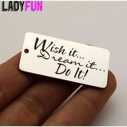 Wish It Dream It Do It! Charm Stainless Steel Dream Wish Do Fairy Charms High Polish Mirror Surface Pendant 10pcs